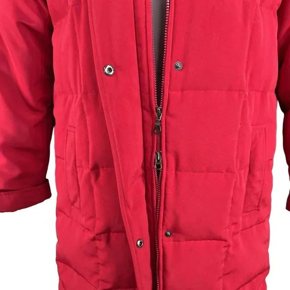 Centigrade Womens XS Down Red Jacket Removable Faux Fur Hood Long Quilted Coat - Picture 6 of 16